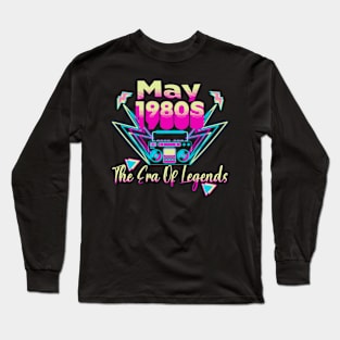 Birthday Boombox 1980s 80s Era Born Retro 1980 Long Sleeve T-Shirt